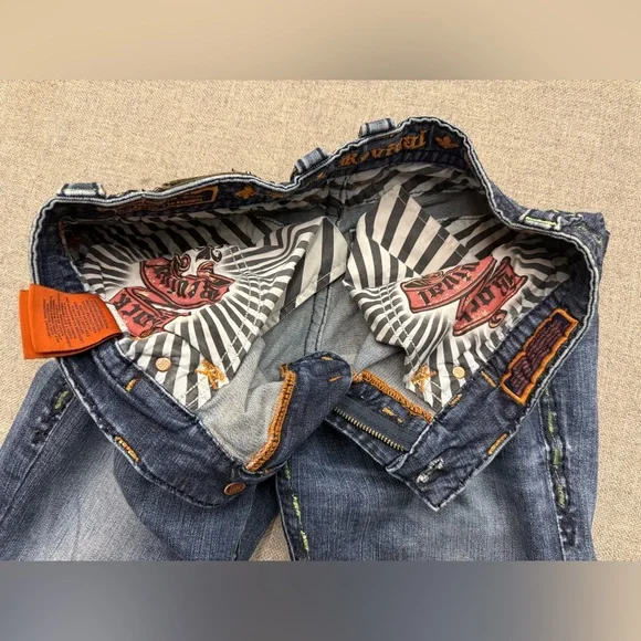 Men’s Rock Revival Dark Blue Straight Jeans - Picture 10 of 12